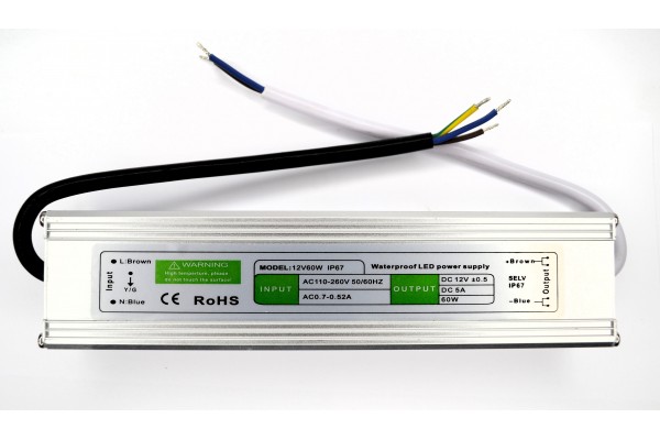 БЛОК ЖИВЛЕННЯ 12V60W IP67 (ВОЛОГОЗАХИЩЕННИЙ)